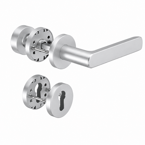 8115 PREMIUM FS fire safety door handle set with roses PZ and door knob 3020 FS, aluminium F1