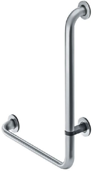 Angled support rail 90° for WC and bathrooms, 748x300x36/22mm, matt stainless steel, right