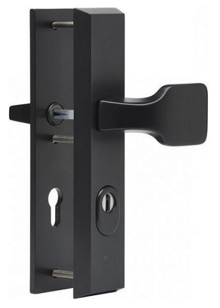 ALPHA Security backplate set handle/knob K1, PZ 8/72mm, with cylinder security disc, black F14