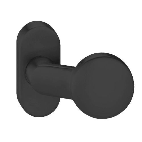 Door knob ARES K16 on oval rose, fixed, F14 aluminum black RAL 9005