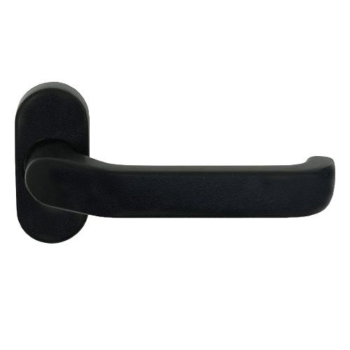 Handle for framed doors ARES 1200 on oval rose, without spindle, 8mm, F44 aluminium black structured