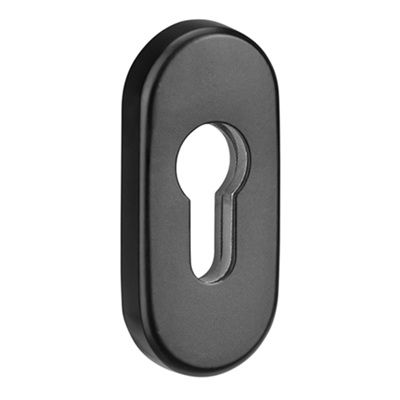 ARES 811 PZ key rose oval 9mm, aluminium F44 black structured RAL9005
