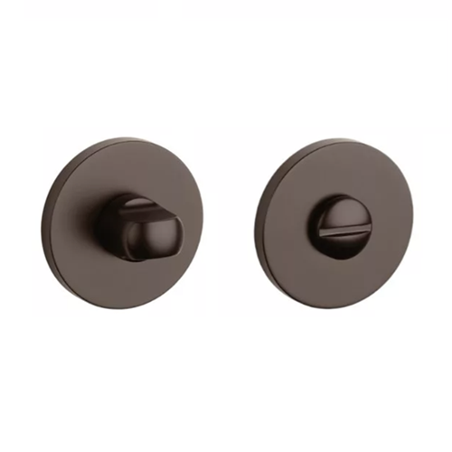 WC knob 4x4/6/8mm, round roses Ø 52mm, thickness 7mm, brown metallic