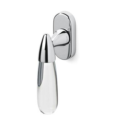 Window handle AURORA K164, brass chrome-plated, polished + clear glass (C6)