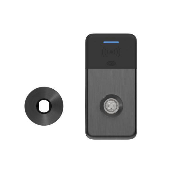 VOYAGER BILLY išmanus įėjimo valdymo plokštė be rankenų, 4xAAA, su vidine rozetė, juodas PVD (TB) / juodas