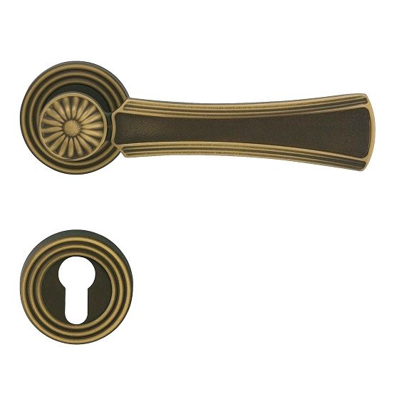 DAISY handle set with roses 112 PZ, matt bronzed brass