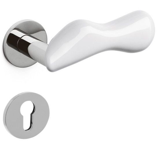 CHELSEA handle/rose set. PZ, rose 5 mm,chrome/white porcelain