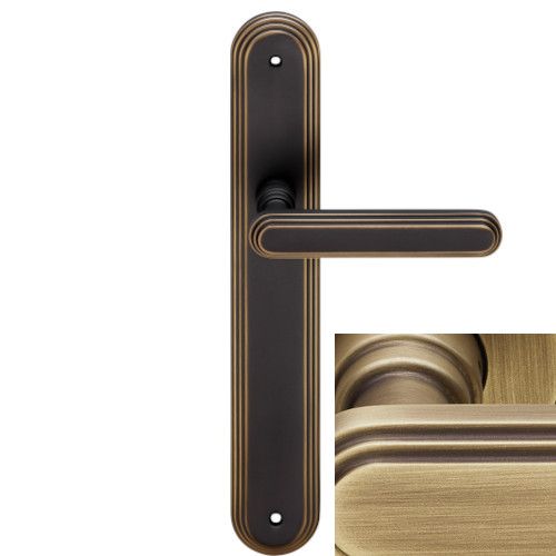 CHIC handle set with long backplates BAC, patine matt