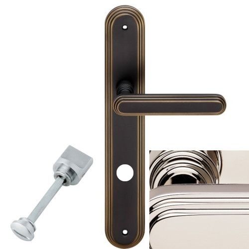 CHIC handle set with long backplates WC 233NT, polished nickel