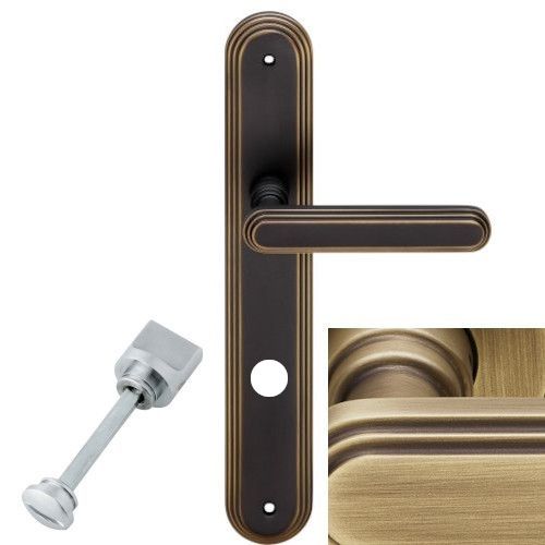 CHIC handle set with long backplates WC 233NT, patine matt