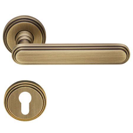 CHIC handle set with roses 004 PZ, patine matt