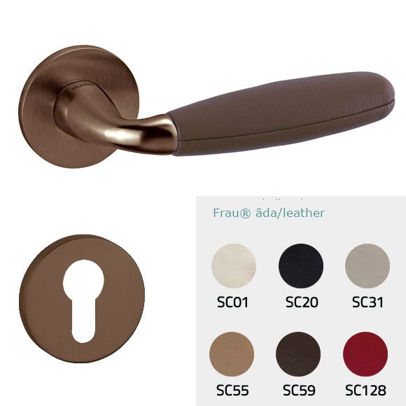 CLUB M181B handle/rose set, PZ, bronze tone PVD satin + Frau® leather (DV)