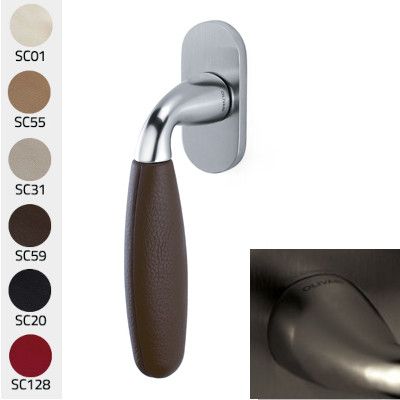 CLUB K181B window handle, anthracite PVD satin + Frau® leather (UV)