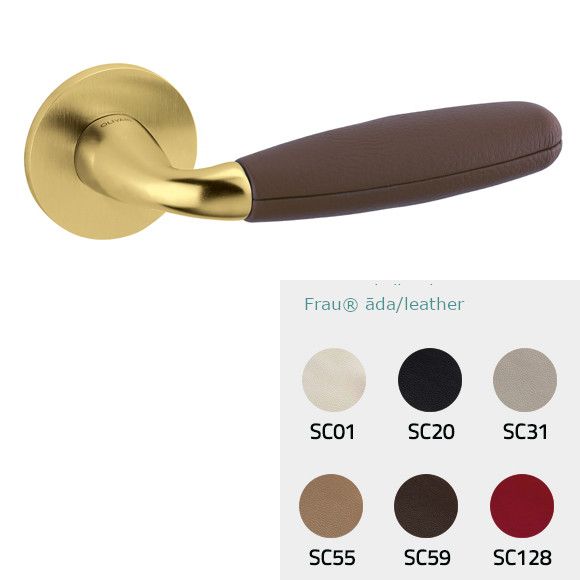 CLUB M181B handle/rose set, BAC, gold tone PVD satin + Frau® leather (TV)