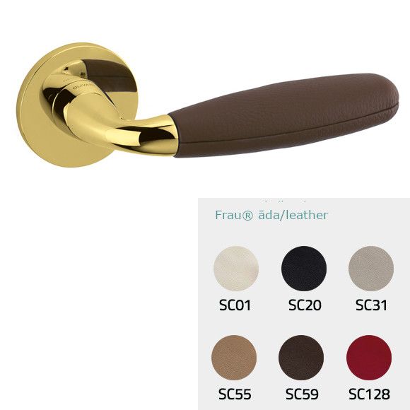 CLUB M181B handle/rose set, BAC, gold tone PVD polished + Frau® leather (ZV)