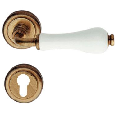 DALIA handle set with roses 103 PZ, bronzed brass + white porcelain