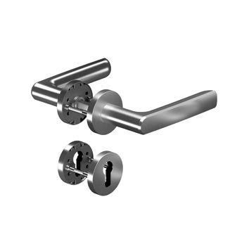8115 PREMIUM FS rankenos rinkinys su rozetėmis PZ priešgaisrinėms durims, 9 mm, nerūdijantis plienas