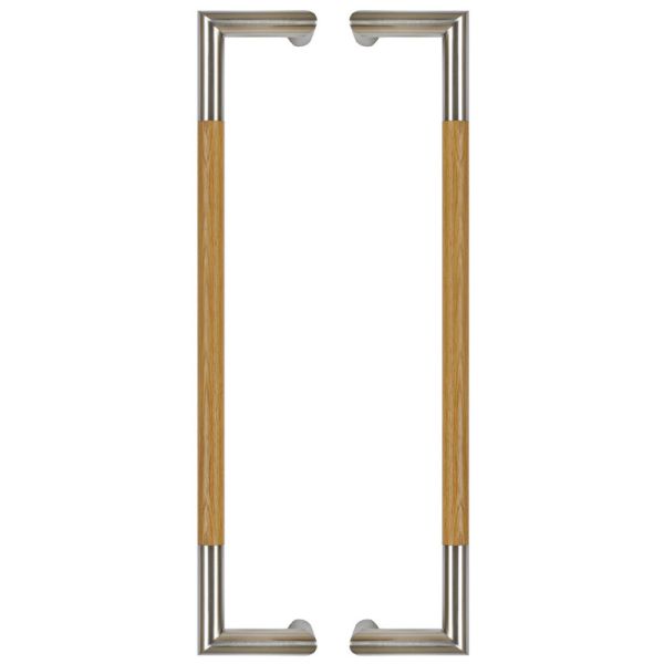 Pull handle ELEGANCE OAK PK4K 1000/32 mm, pair of handles with through fastening, stainless steel/oak