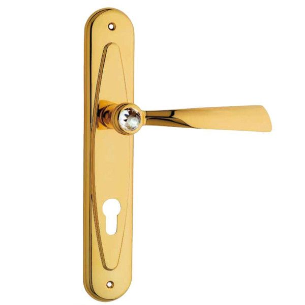 ELIKA Crystal 991 handle set with backplates PZ/72mm, brass gold-plated