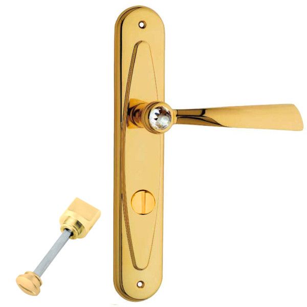 ELIKA Crystal 991 handle set with backplates WC 233NT, brass gold-plated