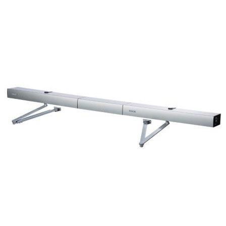 Swing door drive GEZE Slimdrive EMD-F-IS with link arms for double-leaf fire protection doors with closing sequence control, silver