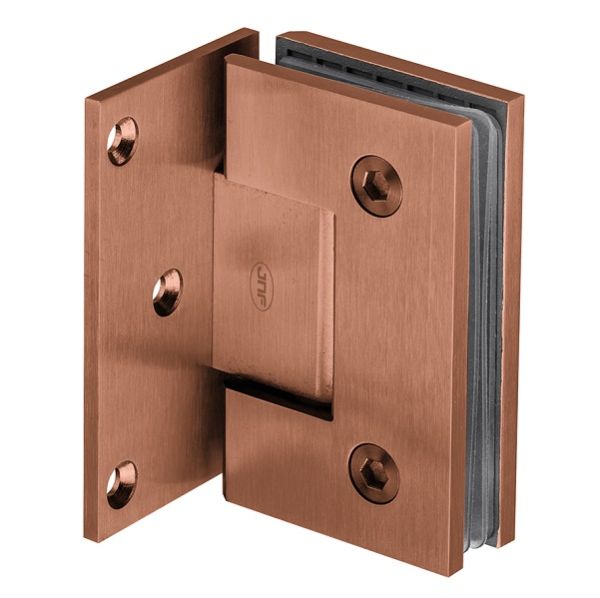 Hinge for glass doors IN.05.306.TCO, wall/glass, brushed stainless steel PVD copper