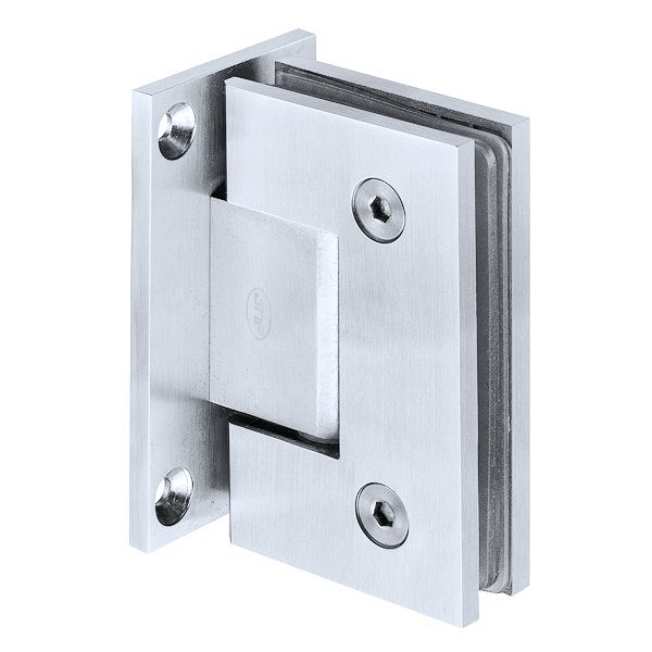 Hinge for glass doors IN.05.307.P with T-shape fastener, wall/glass, polished st. steel