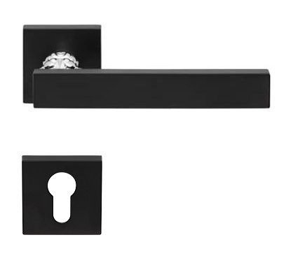 ERA handle set with roses 019 PZ, matt black + polished chrome