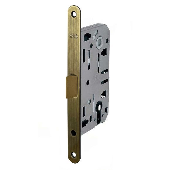 Mortise lock AGB EVO with PVC latch, PZ 50/85/18mm, face plate bronze tone