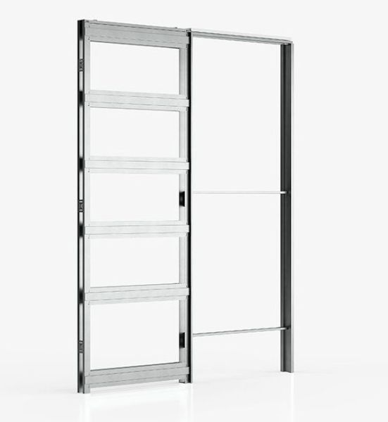 EVOKIT sistemos komplektas vienoms durims – siena 107 mm, angos dydis 900 x 2000/2100 mm