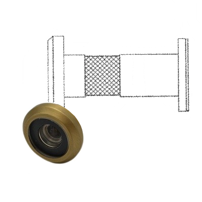 FUOCO fireproof door viewer with cover, 40-75mm, satin brass