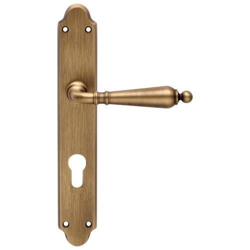 FLORENZIA handle set with backplates PZ/72mm, brass matt patine