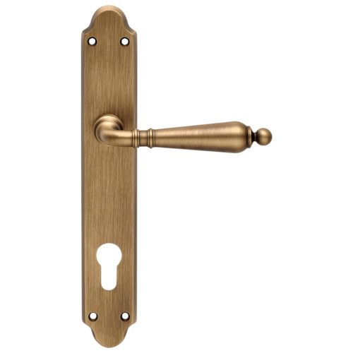 FLORENZIA handle set with backplates PZ/92mm, brass matt patine