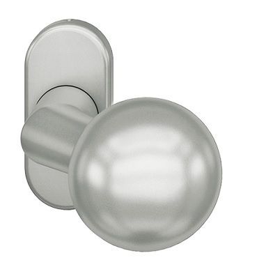 0846 fixed door knob on oval rose, concealed fastening., alum. F1