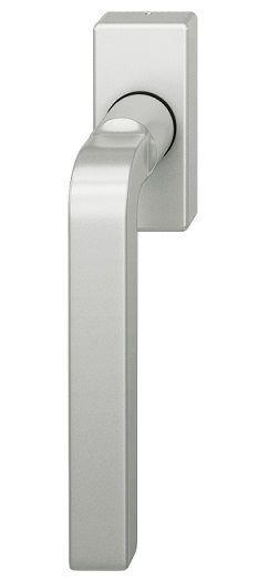 Window handle on rectangular rose, stainless steel