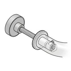 05 0580 Vienpusis perveržiamas tvirtinimas su priešine rozete traukiamosioms rankenoms Ø25/30 mm, M8, Ø13 mm, durų storis 35-44mm, cinkuotas plienas / neapdorotas aliuminis