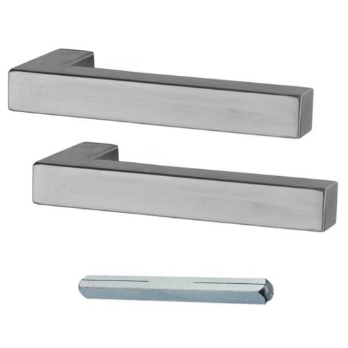 GALINA II SQUARE pora rankenų stiklinėms durims BE rozetės, nerūdijantis plienas