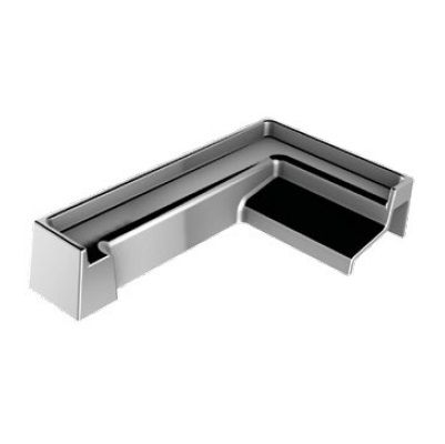 Long end cap for shower floor profile, bright chrome tone, RIGHT