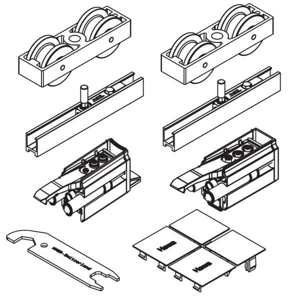 HAWA Junior 100 B Acoustics sliding door set for 1 leaf with 2 soft stops