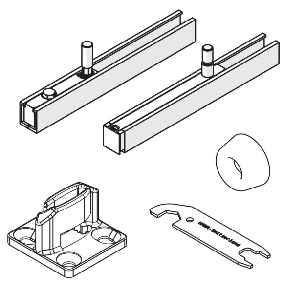 HAWA Junior 100 B Pocket fastener/guide set for 1 leaf