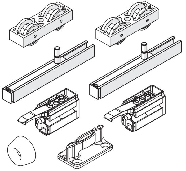 HAWA-Junior 80/B sliding door fitting for 1 leaf, without track