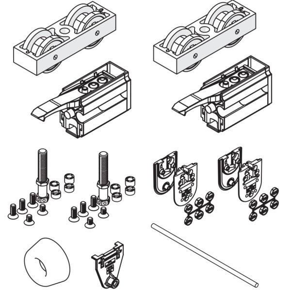 HAWA JUNIOR 80 GP, fittings for sliding doors. For 1 leaf, without track, with 2 stops