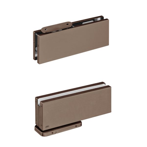 IN.81.203 Hidraulinis pivotinis komplektas stiklinėms durims, nerūdijančio plieno PVD šokoladinė