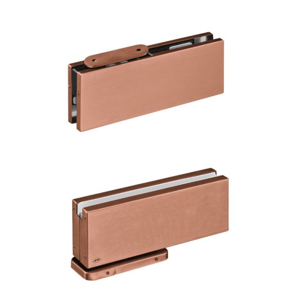 IN.81.203 Hidraulinis pivotinis komplektas stiklinėms durims, nerūdijančio plieno PVD vario