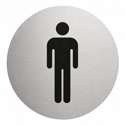 Pictogram MALE, self-adhesive, Ø68 mm, stainless steel