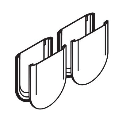 Dangtelio plokštelės (4 vnt.) Junior GP stiklo laikikliui, suapvalintos, nerūdijantis plienas