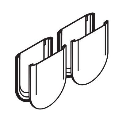 Dangtelio plokštelės (4 vnt.) Junior GP stiklo laikikliui, suapvalintos, poliruotas chromas