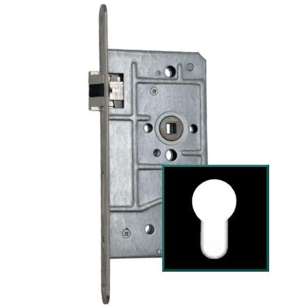 Mortise lock 1133-1/2-PZW 55/72-20, black, RH