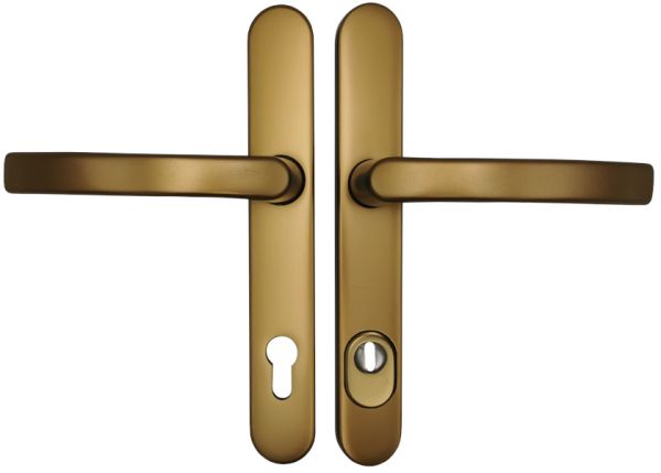KRONOS 2000 ZA Security backplate set handle/handle with cylinder guard, 8/92 aluminium bronze tone F4
