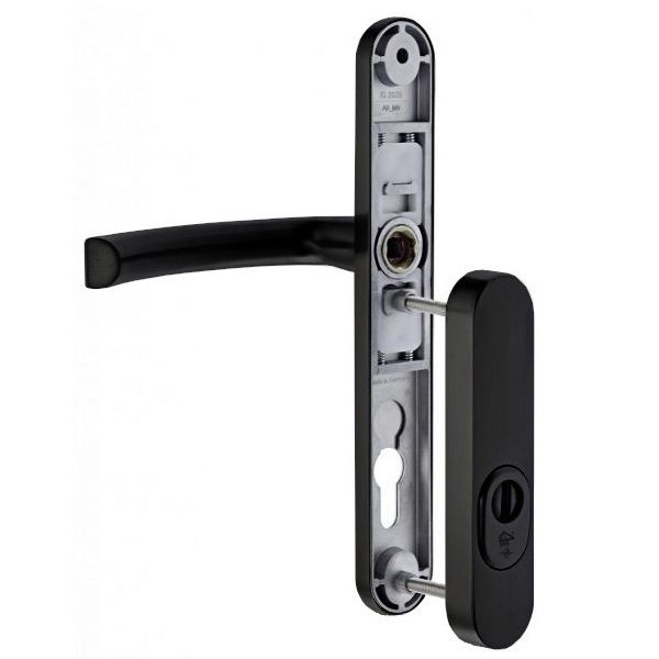 Composite rose/backplate security set KRONOS 2007 with cylinder guard, PZ/92mm, PZ/92mm, black F14